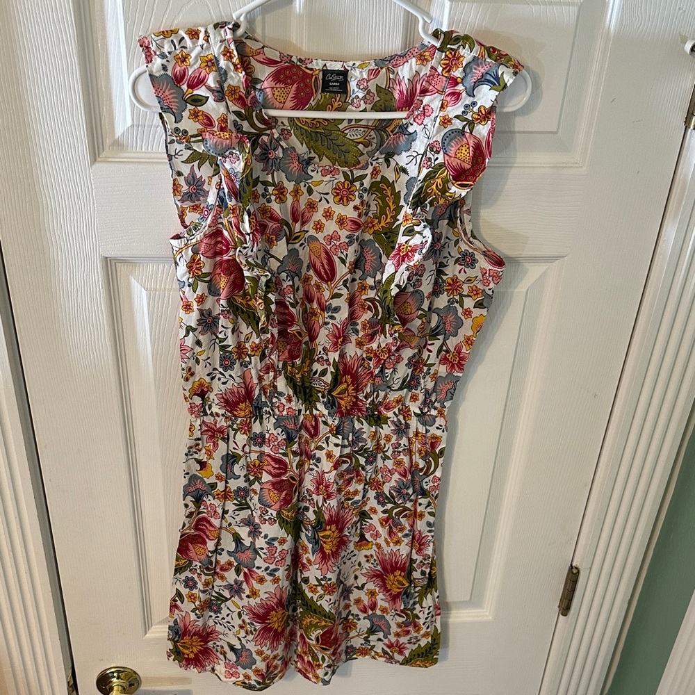 City Streets Sleeveless Ruffled Dress in a Pink Floral Pattern Size L